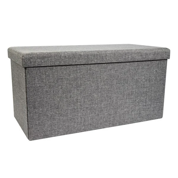 Dunelm Foldable Ottoman Faux Linen Grey - Image 2