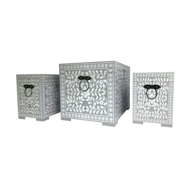 Dunelm Grey And White Hand Painted Chest - Image 2