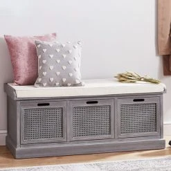 Dunelm Lucy Cane Grey Storage Bench