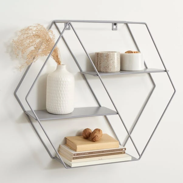 Dunelm Grey Large Hexagonal Shelf 3 Dunelm Grey Large Hexagonal Shelf