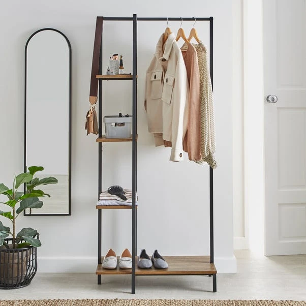 Dunelm Fulton Clothes Rail With Shelves