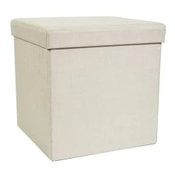 Dunelm Foldable Cream Cube Ottoman