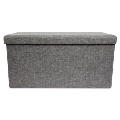 Dunelm Foldable Ottoman Faux Linen Grey
