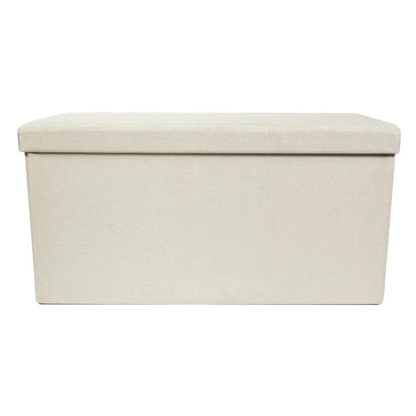 Dunelm Foldable Faux Linen Cream Ottoman