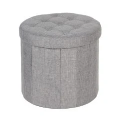 Dunelm Round Grey Shoe Storage Ottoman