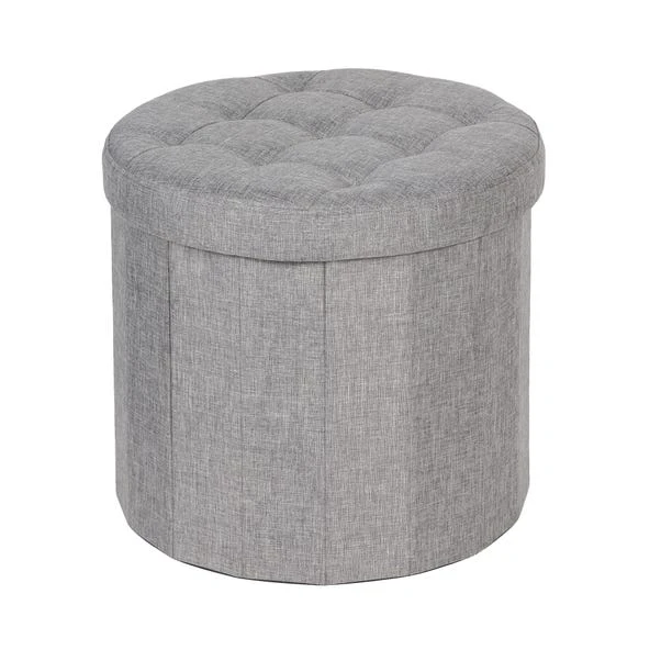 Dunelm Round Grey Shoe Storage Ottoman