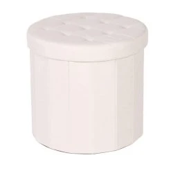 Dunelm Round Cream Shoe Storage Ottoman