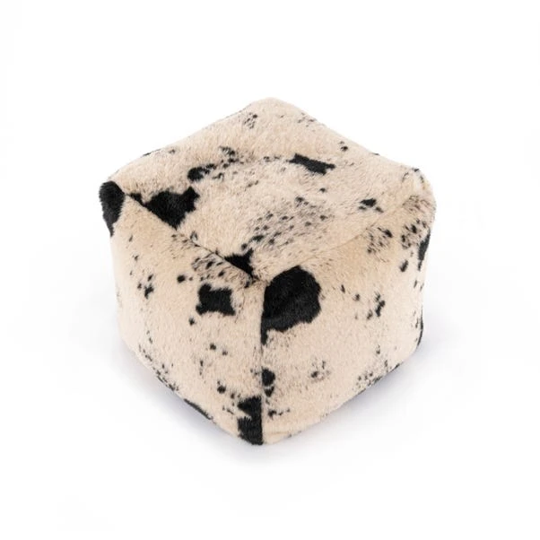 Dunelm Faux Cow Hide Black Pouffe - Image 3