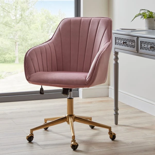 Dunelm Connie Pleated Velvet Office Chair 3 Dunelm Connie Pleated Velvet Office Chair