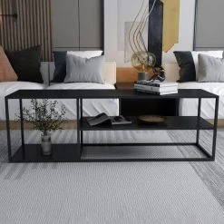 Dunelm Long Black Coffee Table Shelving Unit