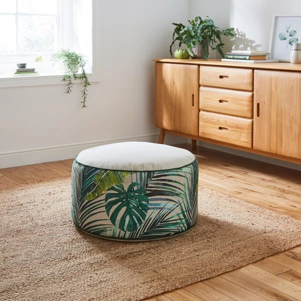 Dunelm Palm Print Tapestry Pouffe 3 Dunelm Palm Print Tapestry Pouffe
