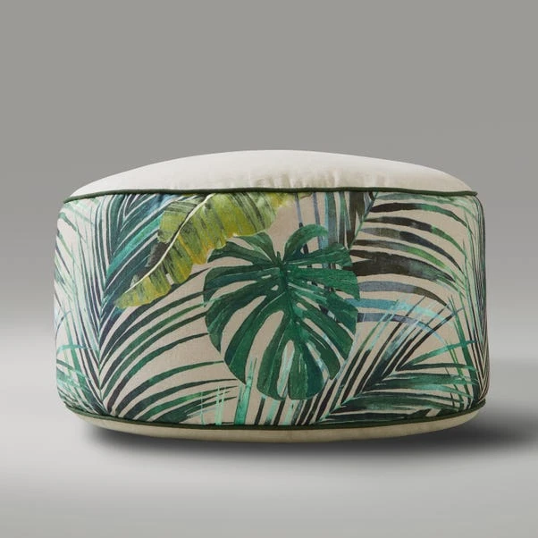Dunelm Palm Print Tapestry Pouffe 5 Dunelm Palm Print Tapestry Pouffe - Image 3