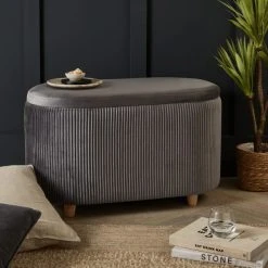 Dunelm Florence Velvet Ottoman