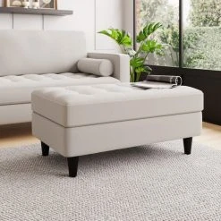 Dunelm Zoe Boucle Storage Footstool
