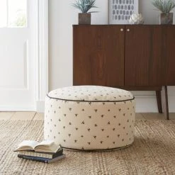 Dunelm Bees Pouffe Natural