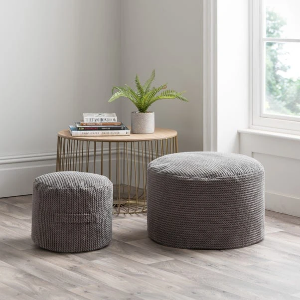 Dunelm Kid's Jenson Charcoal Waffle Pouffe - Image 5