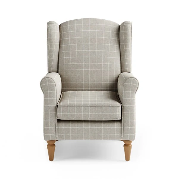 Dunelm Oswald Window Pane Check Wingback Armchair - Image 4