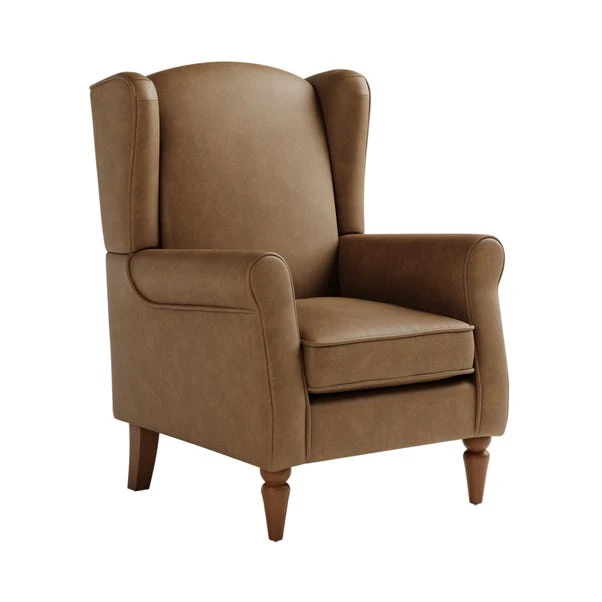 Dunelm Oswald Mocha Distressed Faux Leather Armchair - Image 2