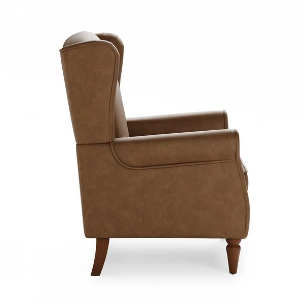 Dunelm Oswald Mocha Distressed Faux Leather Armchair - Image 4