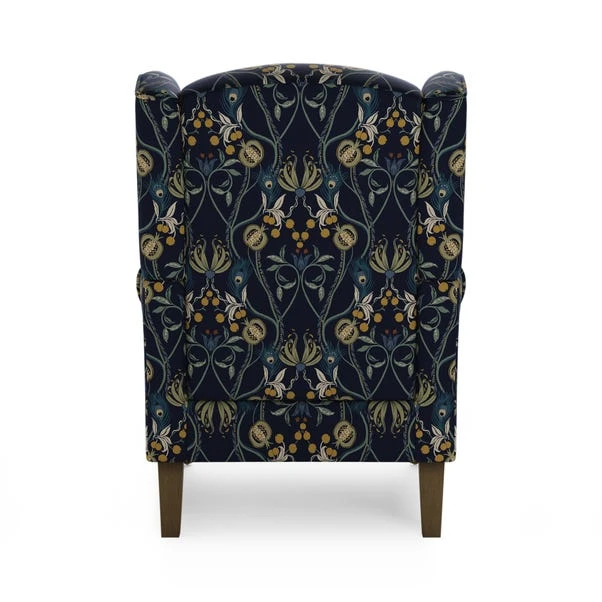 Dunelm Oswald Navy Havisham Print Wingback Armchair - Image 5