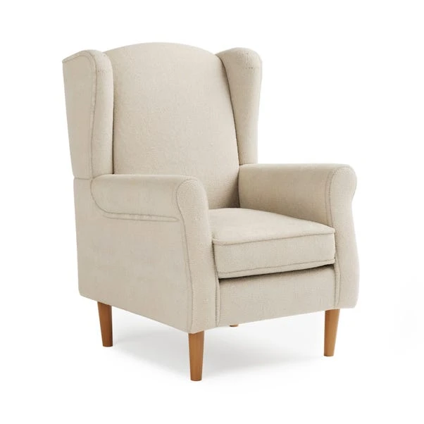 Dunelm Oswald Sandstone Sherpa Wingback Armchair - Image 2
