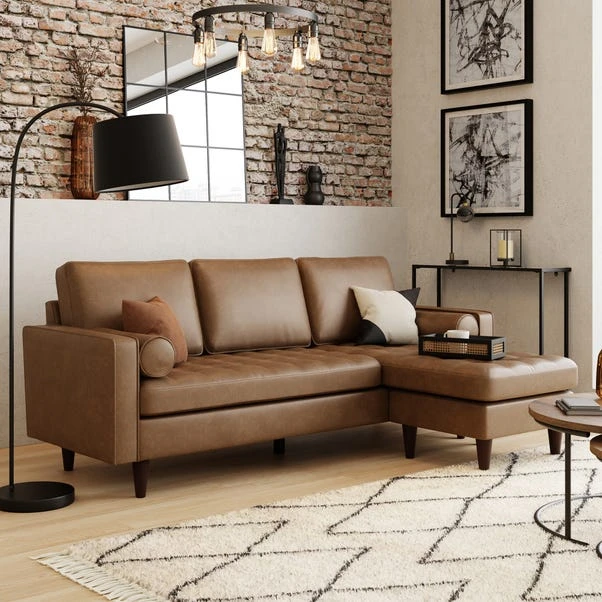 Dunelm Alfie Faux Leather Corner Chaise 3 Dunelm Alfie Faux Leather Corner Chaise