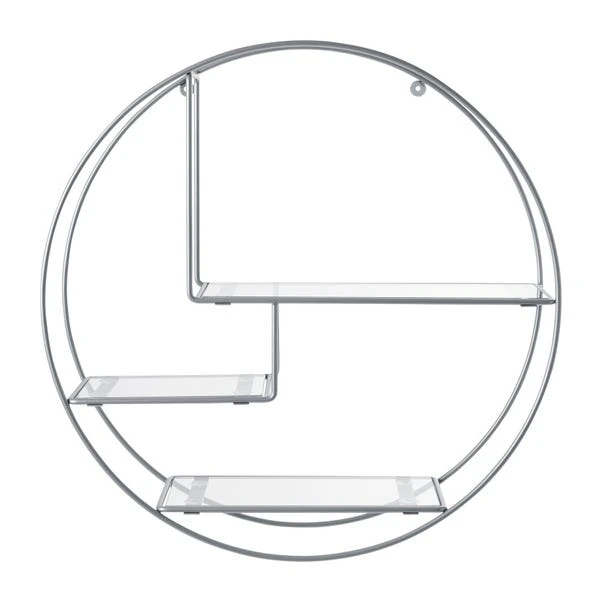 Dunelm Circle Shelf Silver Glass 4 Dunelm Circle Shelf Silver Glass - Image 2