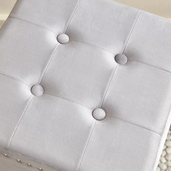 Dunelm Luxe Traveller Grey Velvet Cube - Image 2