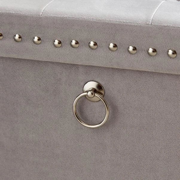 Dunelm Luxe Traveller Grey Velvet Cube - Image 3