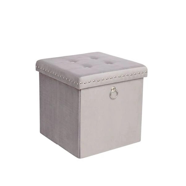 Dunelm Luxe Traveller Grey Velvet Cube - Image 4
