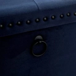 Dunelm Luxe Traveller Navy Velvet Ottoman -House of Reeves store 30769867 alt02