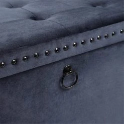 Dunelm Luxe Traveller Navy Velvet Ottoman -House of Reeves store 30769867 alt05