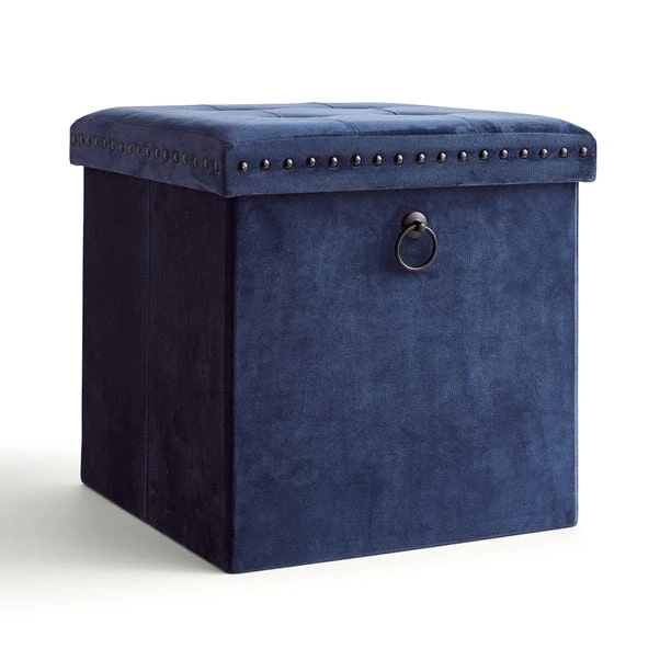 Dunelm Luxe Traveller Navy Velvet Cube - Image 5