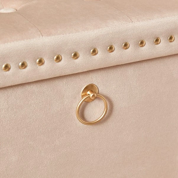 Dunelm Luxe Traveller Cream Velvet Cube - Image 3