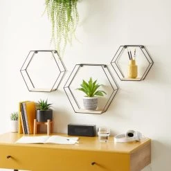 Dunelm Hexagon Shelving Set Of 3 Black