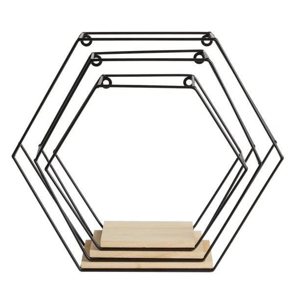 Dunelm Hexagon Shelving Set Of 3 Black - Image 4