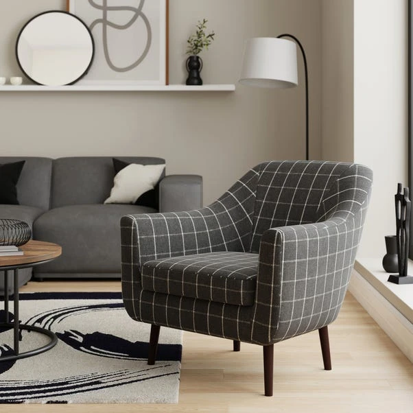 Dunelm Eddie Window Pane Check Tub Armchair