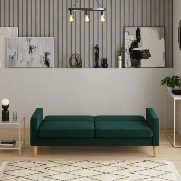 Dunelm Jacob Velvet Sofabed Bottle Green - Image 3