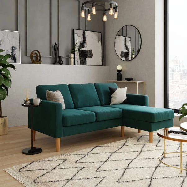 Dunelm Jacob Velvet Small Corner Chaise Sofa 3 Dunelm Jacob Velvet Small Corner Chaise Sofa