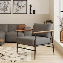 Dunelm Arbour Industrial Self Assembly Textured Weave Chair Grey