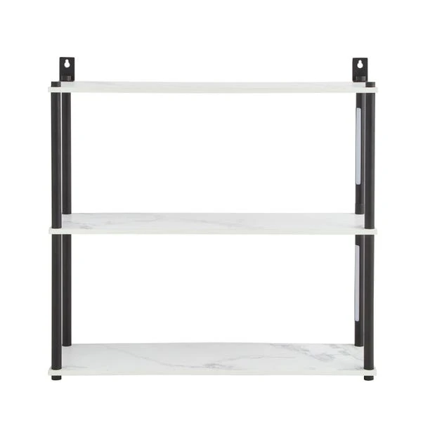 Dunelm Aiko Wall Unit With LED Lights Black And Faux Marble - Image 5