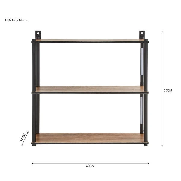 Dunelm Fulton Wall Unit With LED Lights Rustic Pine - Image 6