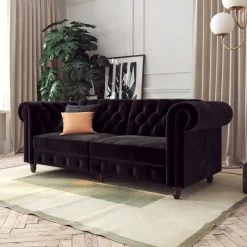 Dorel Felix Velvet Chesterfield Sofa Bed